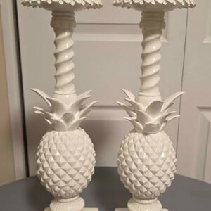 Elegant White Pineapple Candle Holders